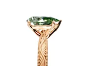 Solitaire Engagement Ring Setting for Fancy Green Pear-Shaped Center with Engraved Milgrain Band and Prong Head in Rose Gold