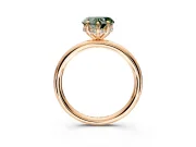Hidden Halo Engagement Ring Setting for Fancy Green Heart-Shaped Center with Thin Rounded Band and Prong Head in Rose Gold