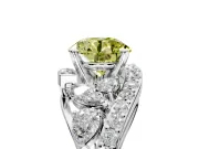 Halo Engagement Ring Setting for Fancy Yellow Round Cut Center with Marquise and Pave Bypass Band and Prong Head in White Gold
