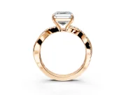 Crossover Engagement Ring Setting for Asscher Cut Center with Pave and Plain Strands and Prong Head in Rose Gold