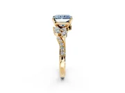Solitaire Engagement Ring Setting for Fancy Blue Radiant Cut Center with Marquise Accent Twist Band and Prong Head in Yellow Gold