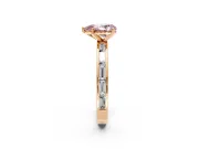 Solitaire Engagement Ring Setting for Fancy Pink Pear-Shaped Center with Channel Baguette Band and Prong Head in Rose Gold