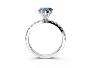 Open Basket Engagement Ring Setting for Fancy Blue Heart-Shaped Center with Pave Band and Prong Head in Sterling Silver