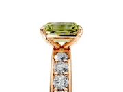 Solitaire Engagement Ring Setting for Fancy Yellow Emerald Cut Center with Channel-Set Accents and Prong Head in Rose Gold