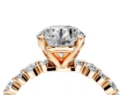 Solitaire Engagement Ring Setting for Round Cut Center with Alternating Size Accents and Prong Head in Rose Gold