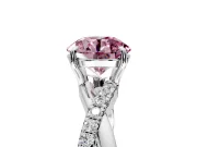 Crossover Engagement Ring Setting for Fancy Pink Round Cut Center with Pave and Plain Strands and Prong Head in Sterling Silver