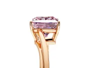 Solitaire Engagement Ring Setting for Fancy Pink Princess Cut Center with Plain Bypass Twist Band and Prong Head in Rose Gold