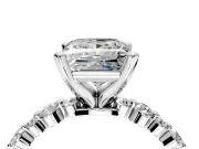 Solitaire Engagement Ring Setting for Princess Cut Center with Alternating Size Accents and Prong Head in White Gold