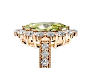 Halo Engagement Ring Setting for Fancy Yellow Marquise Center with Milgrain Channel Band and Prong Head in Rose Gold