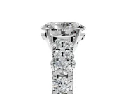 Solitaire Engagement Ring Setting for Oval Center with Pave Cathedral Shoulders and Prong Head in White Gold