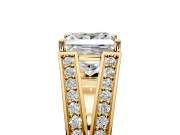 Split Shank Engagement Ring Setting for Princess Cut Center with Pave Split Shank and Prong Head in Yellow Gold