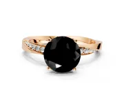Side Accent Engagement Ring Setting for Fancy Black Round Cut Center with Accent Shoulders and Prong Head in Rose Gold