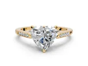 Solitaire Engagement Ring Setting for Heart-Shaped Center with Channel Accents and Prong Head in Yellow Gold