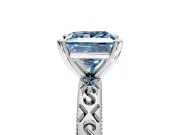 Solitaire Engagement Ring Setting for Fancy Blue Princess Cut Center with Scrollwork Band and Prong Head in Sterling Silver