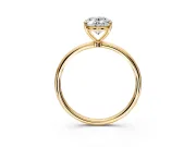 Solitaire Engagement Ring Setting for Oval Center with Straight Thin Band and Prong Head in Yellow Gold