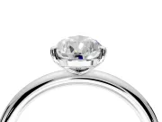 Low-Set Solitaire Engagement Ring Setting for Pear-Shaped Center with Thin Plain Band and Prong Head in Platinum