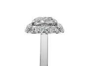Halo Engagement Ring Setting for Cushion Cut Center with Plain Tapered Band and Prong Head in Sterling Silver