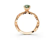 Solitaire Engagement Ring Setting for Fancy Green Pear-Shaped Center with Marquise Panel Band and Prong Head in Rose Gold