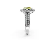Large Accent Halo Engagement Ring Setting for Fancy Yellow Pear-Shaped Center with Pave Split Shank and Prong Head in Sterling Silver