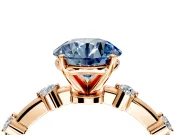 Solitaire Engagement Ring Setting for Fancy Blue Round Cut Center with Bezel Station Band and Prong Head in Rose Gold