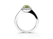 Halo Engagement Ring Setting for Fancy Yellow Radiant Cut Center with Plain Tapered Band and Prong Head in White Gold
