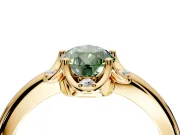 Floral Frame Engagement Ring Setting for Fancy Green Pear-Shaped Center with Accent Clusters and Prong Head in Yellow Gold