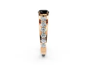 Solitaire Engagement Ring Setting for Fancy Black Cushion Cut Center with Graduated Shared Prongs and Prong Head in Rose Gold