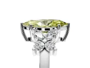 Floral Engagement Ring Setting for Fancy Yellow Marquise Center with Marquise Cluster Shoulders and Prong Head in White Gold