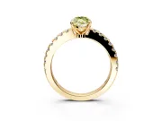 Solitaire Engagement Ring Setting for Fancy Yellow Marquise Center with Single Row Accent Band and Prong Head in Yellow Gold