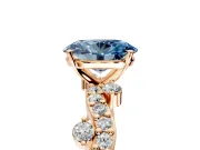 Solitaire Engagement Ring Setting for Fancy Blue Oval Center with Bar-Station Pave Twist and Prong Head in Rose Gold