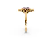 Cluster Halo Engagement Ring Setting for Fancy Pink Pear-Shaped Center with Milgrain Bezel Accents and Prong Head in Yellow Gold