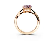 Solitaire Engagement Ring Setting for Fancy Pink Heart-Shaped Center with Plain Bypass Twist Band and Prong Head in Rose Gold