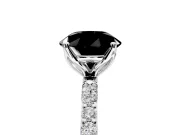 Solitaire Engagement Ring Setting for Fancy Black Round Cut Center with Fine Pave Accents and Prong Head in Platinum