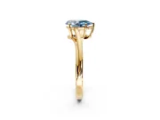 Solitaire Engagement Ring Setting for Fancy Blue Pear-Shaped Center with Plain Bypass Twist Band and Prong Head in Yellow Gold
