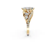 Halo Engagement Ring Setting for Marquise Center with Marquise and Pave Bypass Band and Prong Head in Yellow Gold