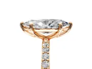 Solitaire Engagement Ring Setting for Marquise Center with Pave Accents and Prong Head in Rose Gold