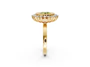 Halo Engagement Ring Setting for Fancy Yellow Round Cut Center with Milgrain Bezel Rim, Plain Band and Prong Head in Yellow Gold