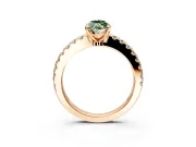 Solitaire Engagement Ring Setting for Fancy Green Marquise Center with Single Row Accent Band and Prong Head in Rose Gold