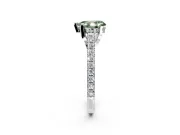 Solitaire Engagement Ring Setting for Fancy Green Pear-Shaped Center with Widening Pave Band and Claw Prong Head in Platinum
