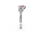 Solitaire Engagement Ring Setting for Fancy Pink Pear-Shaped Center with Marquise and Bezel Accents and Prong Head in White Gold