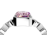 Vintage Station Engagement Ring Setting for Fancy Pink Radiant Cut Center with Accents and Prong Head in Platinum
