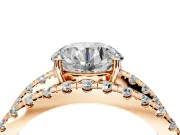 Solitaire Engagement Ring Setting for Round Cut Center with Wide-Open Split Shank and Prong Head in Rose Gold