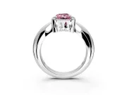 Halo Engagement Ring Setting for Fancy Pink Radiant Cut Center with Tapered Plain Band and Prong Head in Platinum