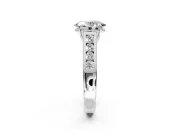 Solitaire Engagement Ring Setting for Oval Center with Cathedral Channel Band and Prong Head in Sterling Silver