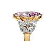 Leaf Cluster Engagement Ring Setting for Fancy Pink Marquise Center with Marquise Accents and Prong Head in Yellow Gold