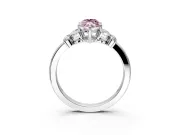 Solitaire Engagement Ring Setting for Fancy Pink Marquise Center with Marquise Flower Shoulders and Prong Head in White Gold