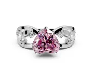 Solitaire Engagement Ring Setting for Fancy Pink Heart-Shaped Center with Criss-Cross Accent Band and Prong Head in Platinum