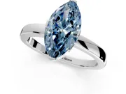 Solitaire Engagement Ring Setting for Fancy Blue Marquise Center with Plain Band and Flat Tab Prong Head in Sterling Silver