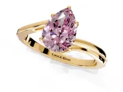 Solitaire Engagement Ring Setting for Fancy Pink Pear-Shaped Center with Plain Bypass Twist Band and Prong Head in Yellow Gold