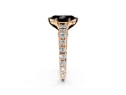Solitaire Engagement Ring Setting for Fancy Black Marquise Center with Pave Cathedral Shoulders and Prong Head in Rose Gold